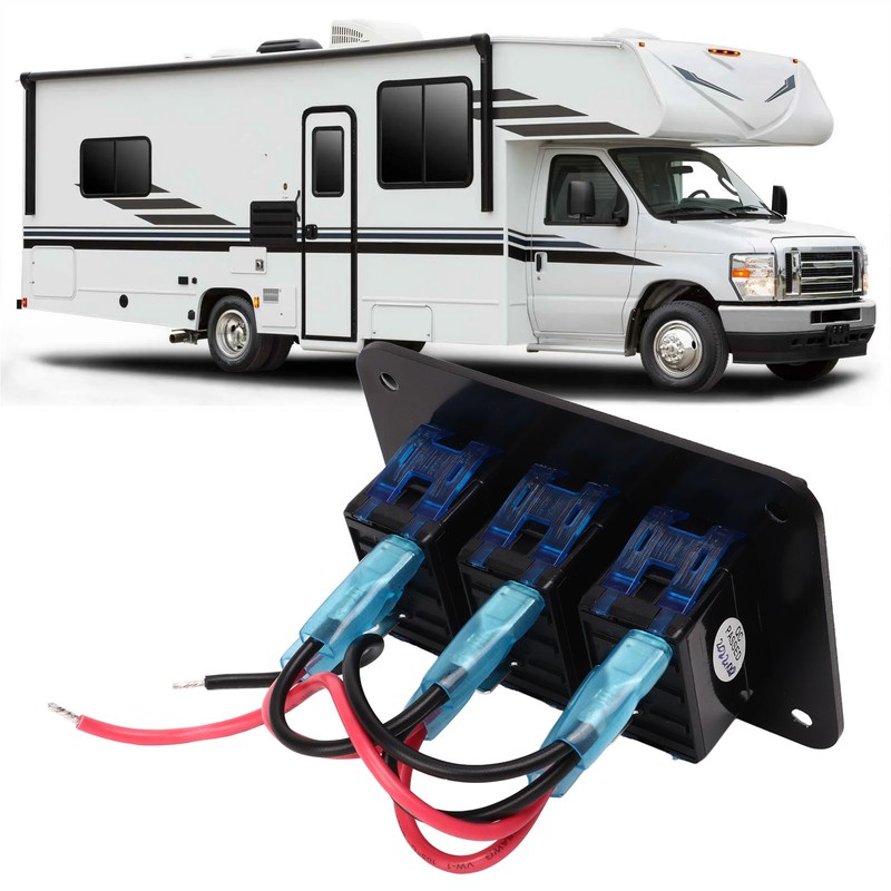 3 Gang Rocker Switch Panel Waterproof Pre Wired Aluminum Alloy