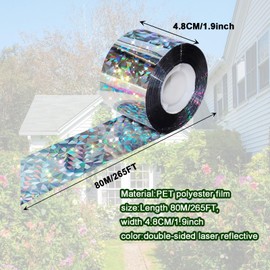 Homvik 2pcs Bird Scarer Reflective Tape Double Sided Flash Deterrent Tape for Scare Pigeon Woodpeckers and Other Birds Away Garden Outdoor House Patio Orchard guttering 1.9inch X 530FT