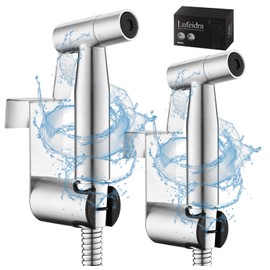 Handheld Toilet Bidet Sprayer for Toilet-Adjustable Water Pressure Control with Bidet Hose for Feminine Wash, Stainless Steel Brushed Nickel Cloth Diaper for Baby Wash (Stainless Steel, 2 Pack)