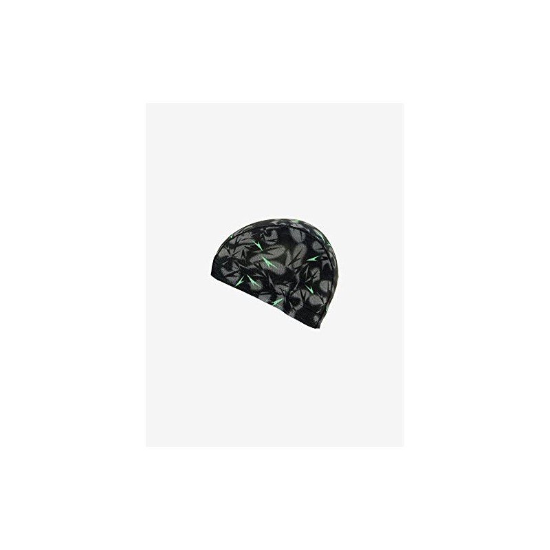 speedo SE12351 Swim Cap, Shadow Boom Mesh Cap, Black/Green, M