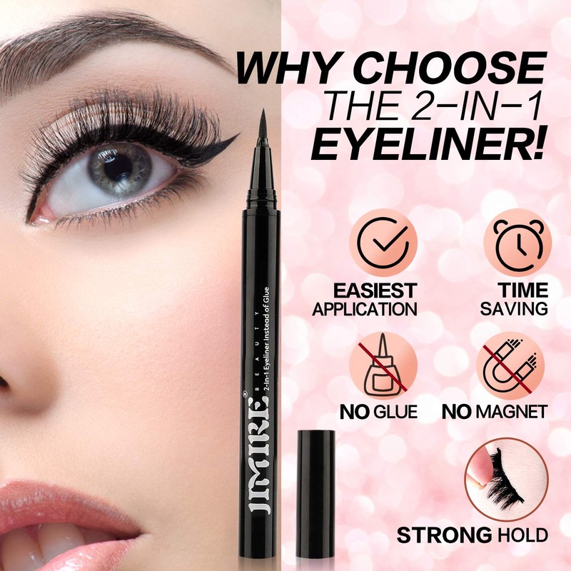 JIMIRE 2-in-1 Eyeliner Instead of Glue, Magic Eyeliner | Extra