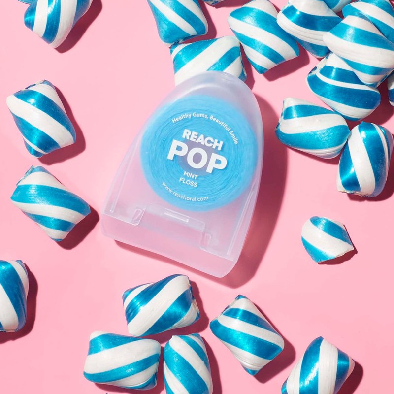 REACH POP Dental Floss, Mint, Plaque Remover for Teeth, Shred