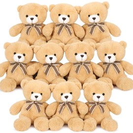 Tezituor Teddy Bears Stuffed Animal 10 Packs in Bulk, Small Teddy Bear Bulk 12" for Baby Shower Decorations, Stuffed Bear Plush Toy for Wedding Birthday Christmas Party Decorations