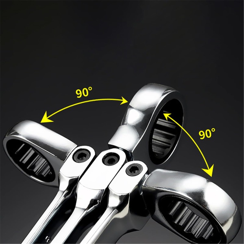 Michear Ratchet Spanner 180°Flex-Head Keyring Combination 10mm Portable Ratchet Ring