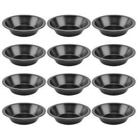 Bibabala 12pcs 5inch Desserts Black Tarts For Baking Round Tin, Mini Pie Pan Carbon Steel(Black)