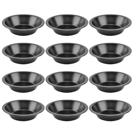Bibabala 12pcs 5inch Desserts Black Tarts For Baking Round Tin, Mini Pie Pan Carbon Steel(Black)