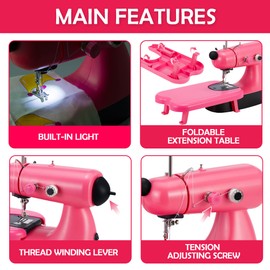 Small Portable Sewing Machine for Kids,Dual Speed Portable Sewing Machine for Beginners with Light, Sewing Kit for Household Use