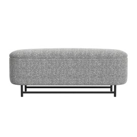 HomePop Ellipse Modern Storage Bench with Metal Legs Home Décor|Bench with Storage for Living Room & Bedroom - Gray