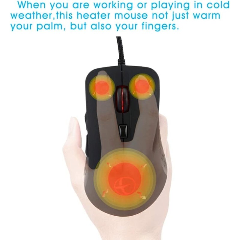 XCMC With Heated Mouse, Wired Gaming Mouse, Ergonomic Design, 6