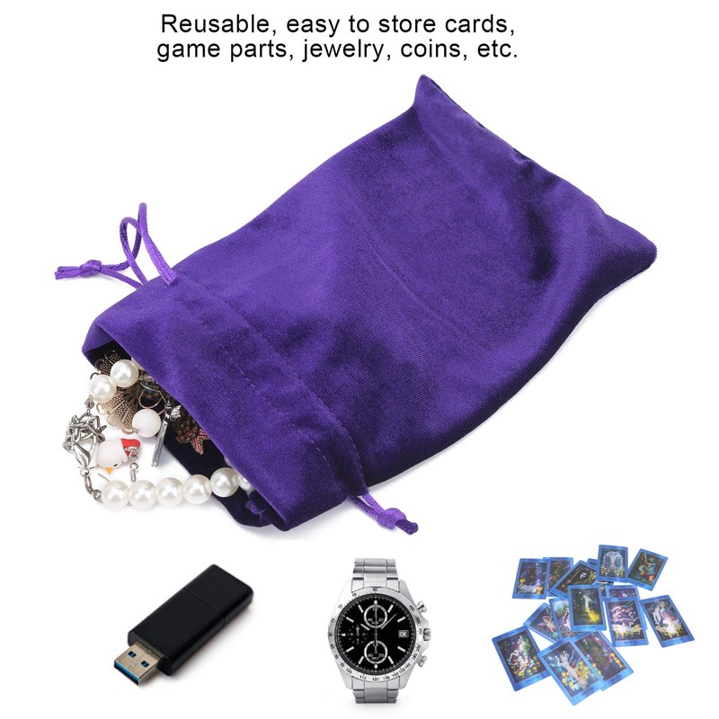 Tarot Storage Bag with Drawstring Velvet Durable Coin Bag (Purple)