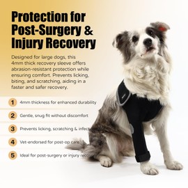Spajoy Dog Recovery Suit, Medical Cone Alternative, Abrasion Resistant Dog Recovery Sleeve, Washable 3mm Thick and Waterproof, Pet Wounds Prevent Licking, Bite, Being Wet, and Keep Dry
