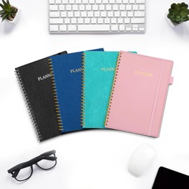 Durable Daily Planner Undated, A5 (5.8"x8.3"), Improved PU Leather To Do List Notebook With Hourly Schedule, Forvencer Luxurious Spiral Work Planner Organizer Notebook for Men and Women, 160 Pages,