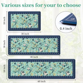 CHICNOOK Vintage Pastoral Style Anti-Fatigue Non-Slip Kitchen Rugs,Set of 3