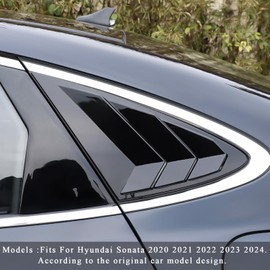 Rifoda for New Sonata Window Louvers Air Vent Scoop Shades Cover Blinds Fit for Hyundai Sonata 2020 2021 2022 2023 2024 Rear Side Window Louvers Decoration Trims ABS Material 2PCS (Bright Black)