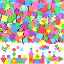 1620Pcs Foam Stickers Foam Shape Stickers Colorful Self Adhesive,8 Colors Heart Star Circle Sticker for DIY Crafts Foam Geometric Stickers for Scrapbooking Art Project Reward Home Party Decor