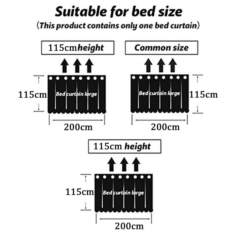 Aisi 3PCS Dormitory Bunk Bed Curtains Single Sleeper Blackout Cloth