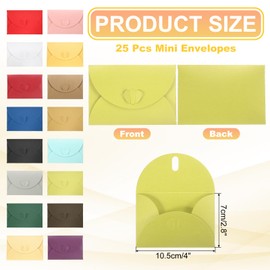 sourcing map Mini Envelopes, 25 Pack Greeting Card Envelopes with Heart Clasp Tiny Items Storage Cute Present Card Holder for Wedding Greeting Party Letter Mailing, Light Green 4" x 2.8"