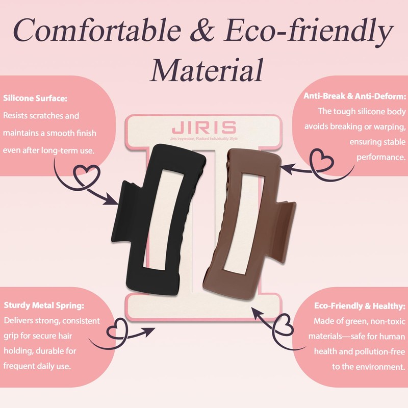 JIRIS Soft Silicone Flexible 2PCS 4.13in Hair Claw Rectangle Bendable