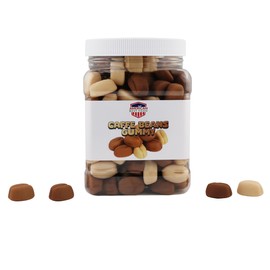 Coffee Beans Shape Gummy, Mixture Of Mocha, Toffee, and Carmel Flavored Gummies in Jar, 1.5 Pound
