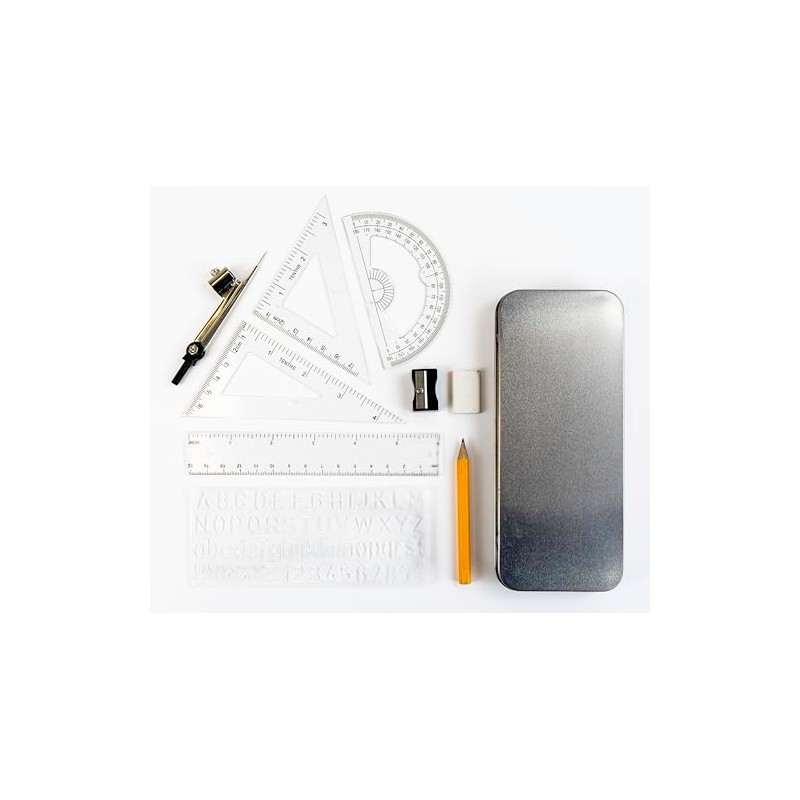 Geometry Mathematics Pencil Case Set In Tin