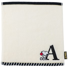 Tsujiseru Snoopy Mini Towel 25cm Initial A Embroidered White