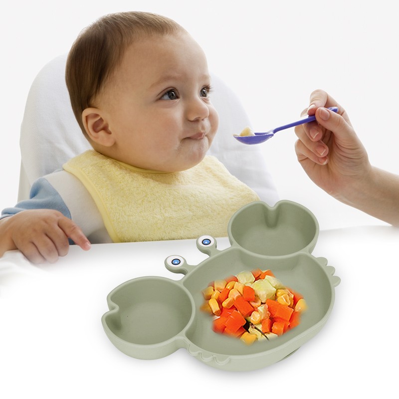 3pcs Toddler Divided Plate Set Silicone Baby Suction Plate Anti