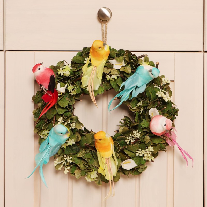 com-four® 24 x Decorative Birds, Artificial Birds in 5 Colourful