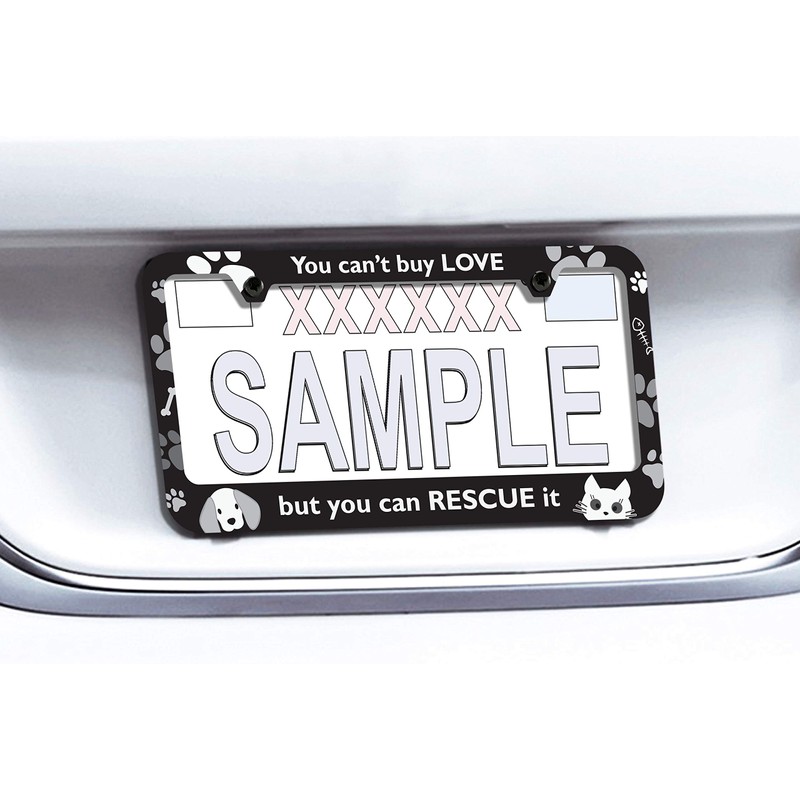 Pet Rescue License Plate Frame - UV Printed Plastic