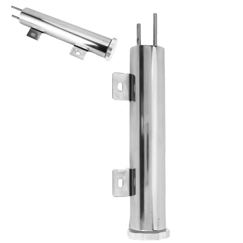 2x10in Stainless Steel Radiator Overflow Tank Recovery Bottle With Mounting