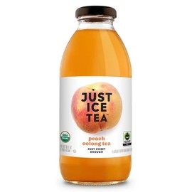 Just Ice Tea Organic Iced Tea, 16 Fl Oz Glass Bottles (Peach Oolong Tea, Pack of 12)