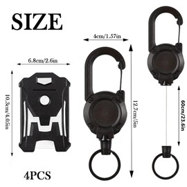 4 pcs Retractable id Badge Holder, id Badge Holder with Belt Clip, Retractable Reel, Durable Spring, for Work, School, Events, Offices