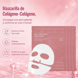 8pcs Bio-Collagen Real Deep Mask，Mascarilla Bio-Colágeno,Mascarilla de Colá Geno-Colageno，Hidrata profundamente, minimiza los poros, reafirma y humecta la piel, y mejora su elasticidad. Apta para todo tipo de piel