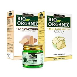 Indus Valley Bio Organic Aloe Vera Gel 175ml + Sandalwood Face Pack 200gm + Multani Mitti Powder 200gm