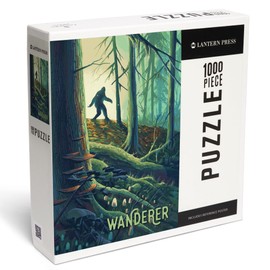 Lantern Press 1000 Piece Jigsaw Puzzle, Wanderer, Bigfoot in Forest