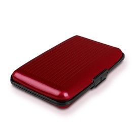 RFID Blocking Anti Scan Aluminium Security Wallet Card Holder Hard Case for Credit Debit ID UK EU Driving License Oyster Travel Points Business Cards and Bank Notes 7 Colours (Red)