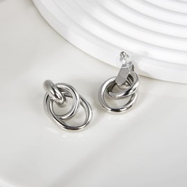 Chunky Earrings Gold Hanging Women's Drop Earrings Knot Gold Earrings, Stainless Steel, No Gemstone