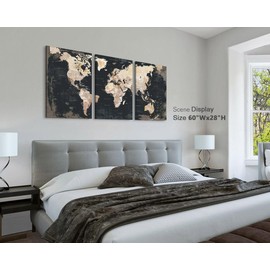 Elixart Bedroom Wall Decor Inspirational Wall Art Black Wall Pictures for Living Room Paintings for Wall Decoration Map Canvas Artwork Big Brown Decor for Kitchen Dining Room