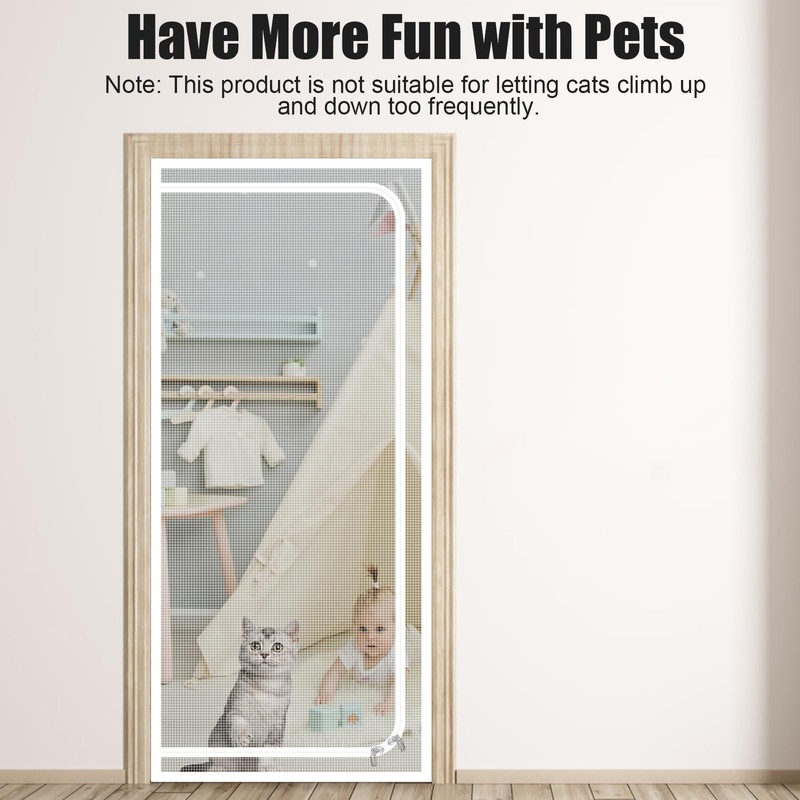 Cat Proof Screen Door, 31.5x78.7 inch Thicken Pet Screen Door