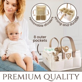 Diaper Caddy with Leather Handle, Adjustable Storage - Diaper Caddy Organizer , Diaper Bag Tote - Collapsible Diaper Organizer for Baby Essentials