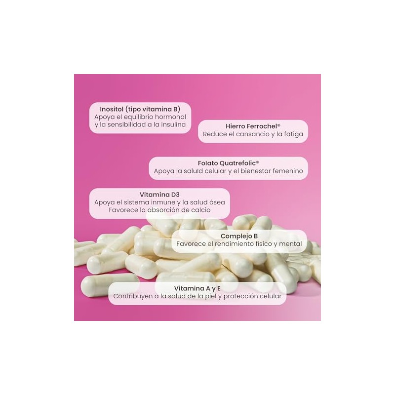 Matter Diaria Fem Vitaminas Mujer Inositol Quatrefolic Ferrochel Minerales Quelados