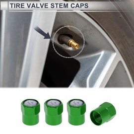 RATCHROLL 4 Pcs Tire Valve Stem Caps Stylish 8x13mm Tyre Valve Dust Covers Cute Cat Pattern Green Aluminum Alloy Epoxy Resin