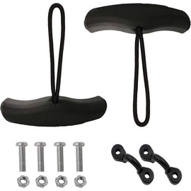 Asas de kayak (paquete de 2) – Diseño fuerte de mango en T | Elástico ultra resistente | Kit de instalación de repuesto, asa de transporte de kayak con cordón y ojales de almohadilla para levantar kayaks pesados dando un buen agarre