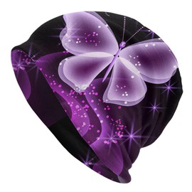 Skull Cap Purple Dream Butterfly Beanie Balaclava Women for Men Winter Knit Soft Hats Hat Caps