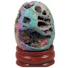 KYEYGWO Titanium Coated Agate Geode Egg Figure with Wooden Stand,