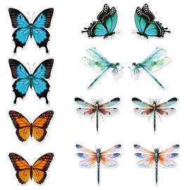 12pcs Magnets Stickers, Butterfly Dragonfly Screen Magnets Labels Patio Flexible Magnets Decorative Window Magnetic for Refrigerator Fridge Window Screen Patio