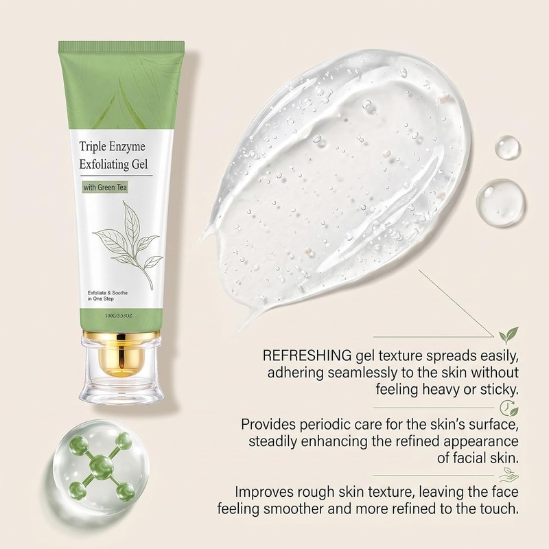 Gel Exfoliante Acuoso de Té Verde XINRAN con Triple Enzima
