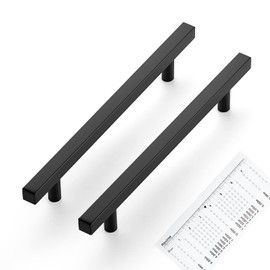 Ravinte 30 Pack Matte Black Cabinet Pulls 6-1/4 inch Black Cabinet Handles Kitchen Pulls for Cabinets with Mounting Template 8-4/5 inch Overall Length