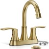 SHOWER-HOME Brushed Gold Bathroom Sink Faucet Waterfall 2-Handle Centerset Vanity