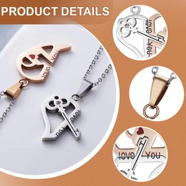 Set of 2 Heart Couple Necklaces, Partner Necklace with Couple Pendant, Magnetic Necklace for Couples, for Boyfriend, Girlfriend, Husband, Wife, Best Friend, Birthday, Mother's Day, Valentine's Day