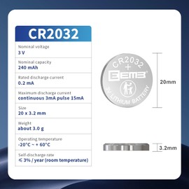 EEMB 5パックCR 2032電池3 Vリチウム電池ボタンコイン電池2032電池DL 2032、ECR 2032、LM 2032リモコン、腕時計、計算機、ドアベル、医療機器、コンピュータマザーボード、電子組織者、キーケース